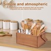 DJAPWPX Wood Silverware Caddy with Handle, 4 Compartments Utensil Holder,
