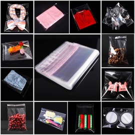 Zydiwo Pack of 200 Transparent Cellophane Bags Sticker Bag Small Plastic Bag OPP for Confetti Jewellery Gift Doll (10 x 16 cm)