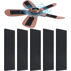 MBAIYO 5 Pack Ceiling Fan Filters for Blades, Activated Coconut Shell Carbon Filters Ceiling Fan Filter Sponge Air Purifier Pads with Easy-Stick Adhesive for Common Household Contaminants