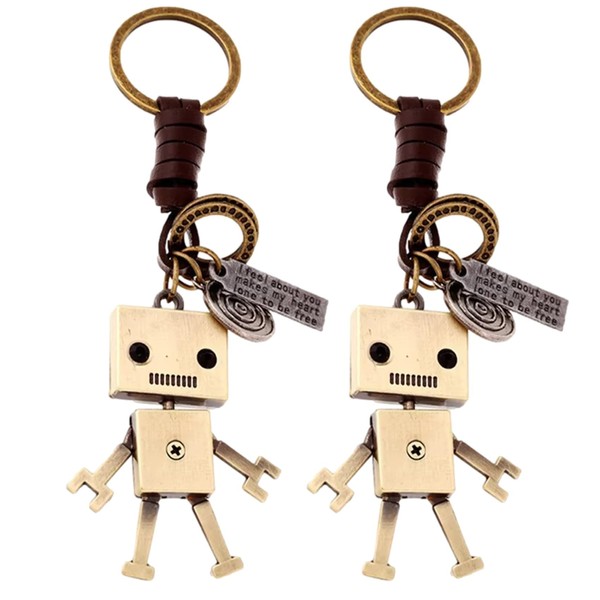 NOELAMOUR Key Chain, Robot, Stylish, Cute, Set of 2, Alloy,