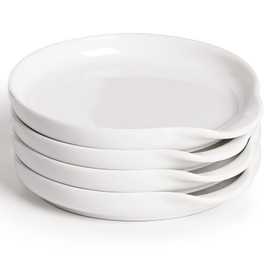 GDCZ Ceramic Spoon Rest for Stove Top 5 Inches Large Spoon Holder for kitchen Counter, Coffee Spoon Rest, Cooking Utensil Rest, Kitchen Accessories, Dishwasher Safe, Set of 4, True White