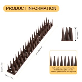 OFFO Bird Spikes, Pigeon Outdoor Deterrent Device for Cat Keep Birds Raccoon Woodpecker Away, Covers 2.6m(8.4 Feet), Brown