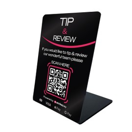 Strikepay Cashless Tipping & Review Display Stand - Get Compliant with New Tipping Legislation - Contactless Payments - Tap phone to Tip Staff Directly