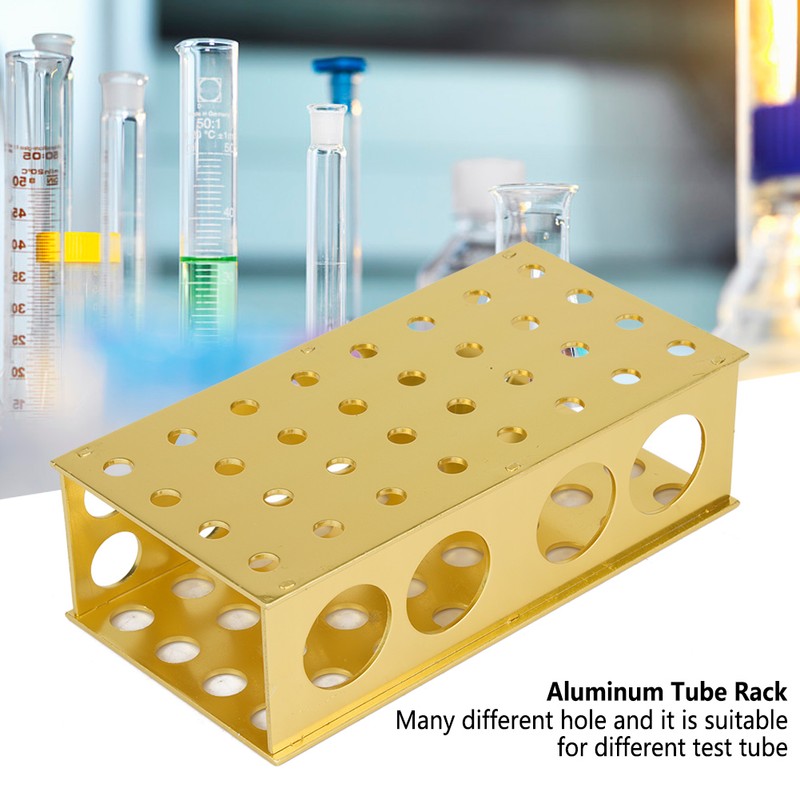 Golden Aluminum Test Tube Rack Holder Stand 8*12.3*18*30mm Hole Diameter