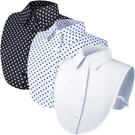 Syhood Women's Fake Collar Detachable Collars Half Shirt Dickey Tops (Black Dot, 3 Pieces)