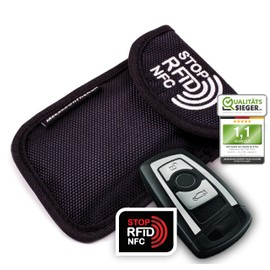 MakakaOnTheRun Keyless Go Car Key Protection: RFID blocker car key case with 2 RFID NFC protected compartments. Protection against radio theft for keyless go (remote key shielding).