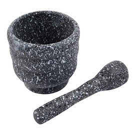 Leoyee Household and Kitchen Garlic Masher, Garlic Press, Mortar and Pestle Set (Granite)