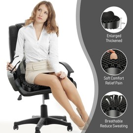 Cooling Gel Seat Cushion, Thickened Big Breathable Honeycomb Design Absorbs Pressure Points Gel Cushion with Anti-Slip Cover Cooling Seat Cushion for Office Chair Home Car Seat Cushion for Wheelchair