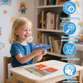 MikerDelisin 32 Paper Planes, DIY Paper Airplane Book, Spring and Easter Activities for Kids, World Record Planes, Airplane Gifts for Boys and Girls Ages 6-12+, Kids Easter Birthday Gift