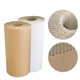 Pack of 2 Single-sided Corrugated Cardboard 30 cm x 5 m Roll Corrugated Cardboard Roll DIY Cardboard Wrapping Paper for Gift Wrapping Shipping DIY 2 Colours
