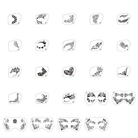 PLIGREAT 24 Stück Gesichtsfarbe Schablonen Wiederverwendbare Gesichts Körpermalerei Schablonen Tattoo Malerei Vorlagen Kreatives Muster Druck Schablonen für Party Urlaub Malerei Make-up Temporäre