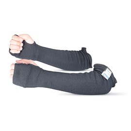 BSV Kevlar Double-Layered Arm Protection Sleeves with Thumb Hole - Cut, Scratch, Heat, Stab, and Bite Resistant - Unisex, 18 Inches, Black, 1 Pair