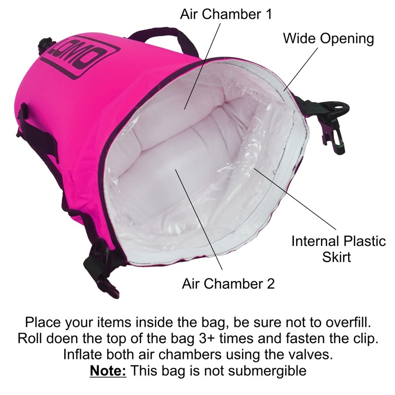 Lomo Roll Top Dry Bag Swimming Tow Float - Pink