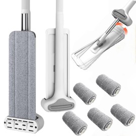 Professional Microfiber Hardwood Floor Mop, Flat Mops with 6 Pieces Reusable Washable Pads for Home and Office Wet or Dry Floor Cleaning