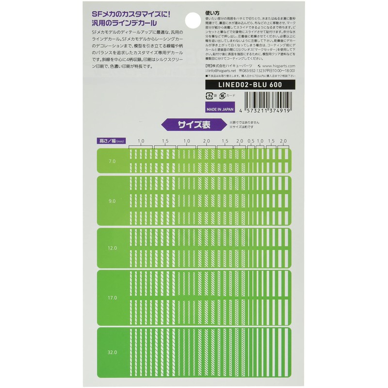 Haikyu Parts LINED02-BLU Line Decal 2, Blue, 1 Piece, Plastic