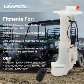 VANBOL - Módulo de bomba de combustible eléctrica compatible con Kawasaki Mule 4000 4010 SX Teryx 750 KRF750 FI 4x4 2009-2020 Kawasaki Mule 49040-0719 49040-0041 49019-013 VANBOL0037