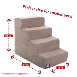 3 Step Black Velvet Suede Pet Stairs By Majestic Pet Products, 4 Step (Heavy-Duty), Stone