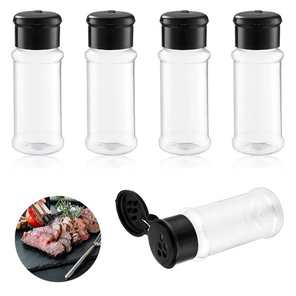 mkemka 5Pcs Empty Spice Jars Spice Storage Containers Plastic Seasoning