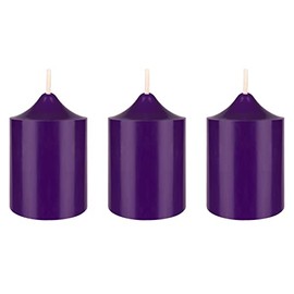 Mega Candles 3 pcs Unscented Purple Dome Top Round Pillar Candle, Hand Poured Premium Wax Candles 2 Inch x 3 Inch, Home Décor, Wedding, Baby Showers, Birthdays, Celebrations, Party Favors & More