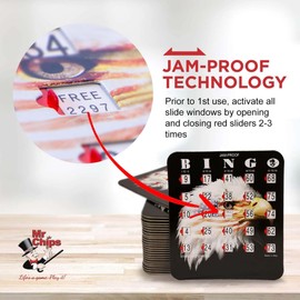 MR CHIPS Jam-Proof Fingertip Bingo Cards with Sliding Windows 25 Pack in Stars & Stripes Design