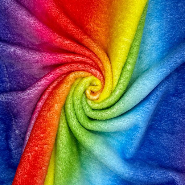 Superweicher Fleece-Stoff, Regenbogen-Ombre, 1/2 m