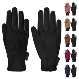ChinFun Kids Horse Riding Gloves Equestrian Horseback Gloves for Youth Children Boys Girls Outdoor Biking Cycling Running Black M