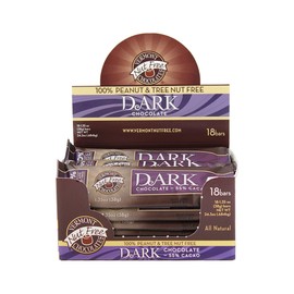 Vermont Nut Free Chocolates Small Chocolate Bar (Dark Chocolate) 1.35 Ounce Bars, 18 Count, Nut-Free, Egg-Free, Kosher