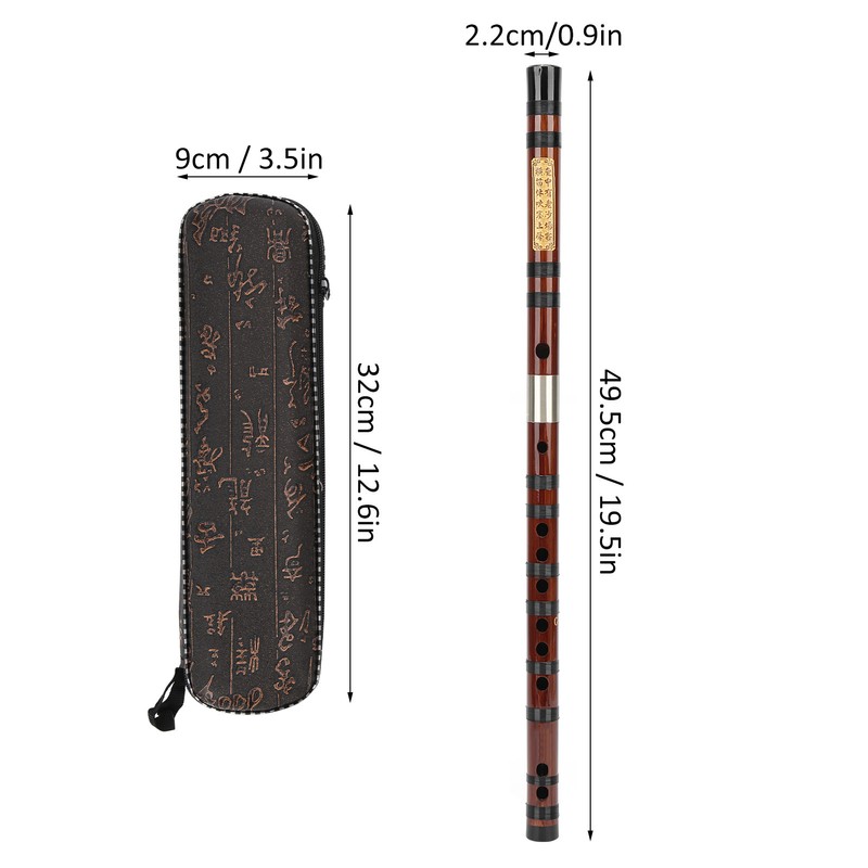 GKey Bamboo Flute Refined Chinese Wind Lettering Instrument Dizi Kit