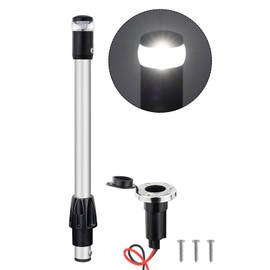 CLGMarine LED Navigation Light, 360-Degree All Round Stern Anchor Light, Removable Pole with Socket Base for Boats (Plug In Base 1, 12 Inchs)