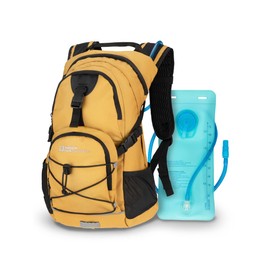 National Park Foundation 18L Hydration Backpack with 2 Liter Hydro Water Bladder Bag, Lightweight Daypack for Cycling, Hiking, Running, Climbing, for Men Women Kids (Mustard)