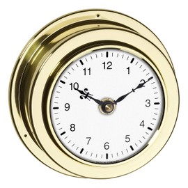 TFA Dostmann Analogue Wall Brass MARITIM, 98.1021, Made in Germany, Quartz Clock, 21.6 x 15.8 x 6.8 cm