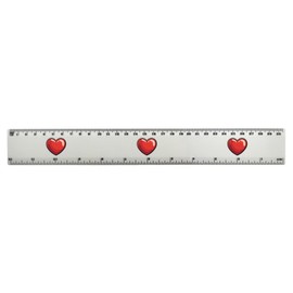 'Valentine's Heart' 30cm (12 Inch) White Plastic Ruler (RL00092344)