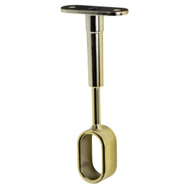 Gedotec Wardrobe Rail Centre Support for Ceiling Mounting Wardrobe Rail Oval Clothes Rail Attachment 30 x 15 mm Polished Brass 1 Piece Rail Holder Height-Adjustable