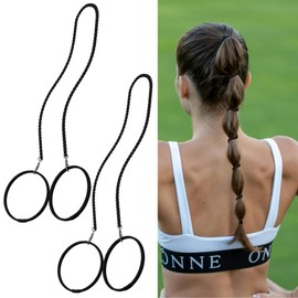 Sonnorel Hair Ties No Damage for Thick Hair, Colorful Elastic Hair Ties, Suitable for sea sports, Windproof, Braided Strong Ponytail Holders Hair rope 25" for Long Hair 2 pack (Black)