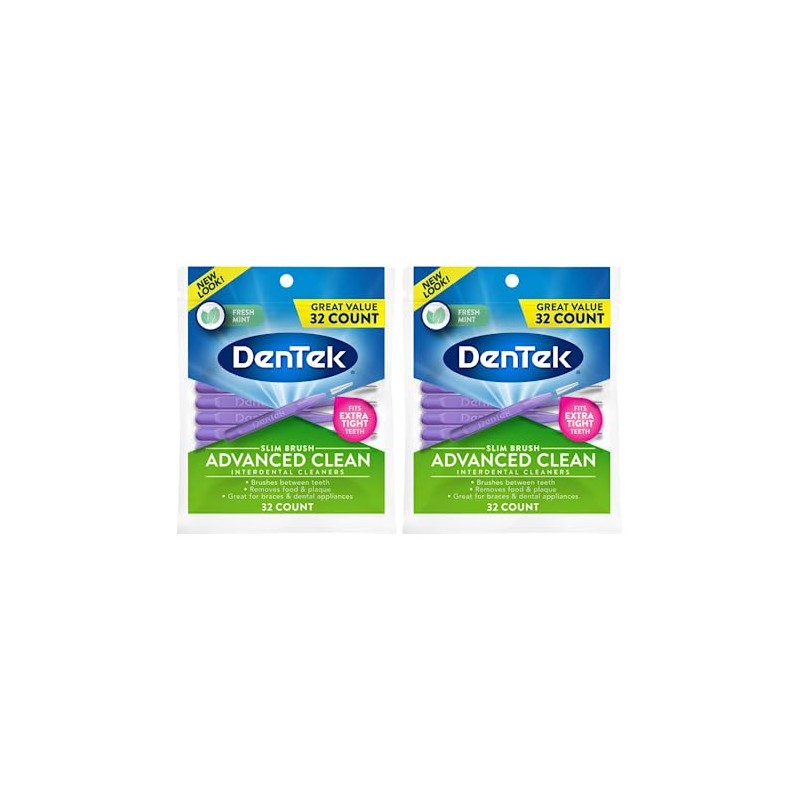 DenTek Slim Brush Limpiadores interdentales 32 unidades (paquete de 2)