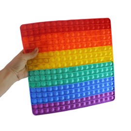 Curious Minds Busy Bags Jumbo Square Bubble Pop Rainbow Fidget Toy - Cute Silicone Push Poke Bubble Wrap Fidget Toy - Press Bubbles to Pop - Bubble Popper Sensory Stress Toy OT