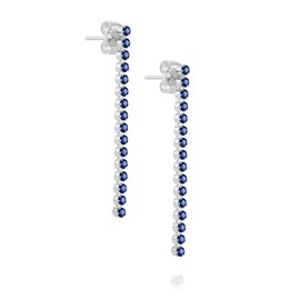 Women's Earrings Silver 925 Blue with Crystals Glitter Hanging Jewellery Bag Gift Ideas for Women, Glass, Crystal