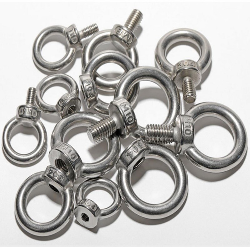 HOUSON 10pcs M8 Ring Nut，304 Stainless Steel Eye Nut Ring