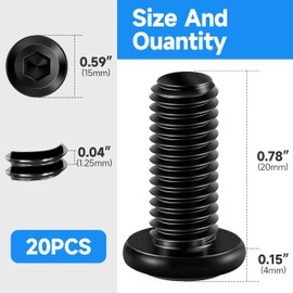 20Pcs M8 Screws M8 x 20mm Flat Head Socket Cap Screw Bolts M8 Bolt, 304 Stainless Steel Bolts, Metric Bolt Kit, Black Oxide M8x1.25 by Marysino