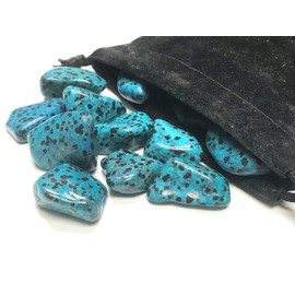 Zentron Crystal Collection Tumbled Blue Dalmation Jasper - Large 1" Pieces in Velvet Bag (1 Pound)