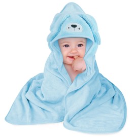 Aolso Hooded Baby Towel,Baby Bath Towels with Hood,80x80cm Soft and Absorbent Hooded Towels for Kids Newborn and Infant,Baby Shower Gifts(Blue Puppy)