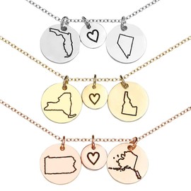 Best Friend Necklace Long Distance Friendship Gifts Women Two State Necklace Jewelry Mother Daughter Relationship -CN-LDS