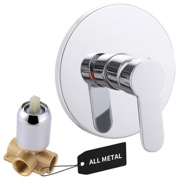 Shower Mixer Valve Kit, Single Function Shower Valve Wall Mount, Replacement Round Wall Mount Rough-in Control Valves, Polished ChromeTrim Kit Female Thread