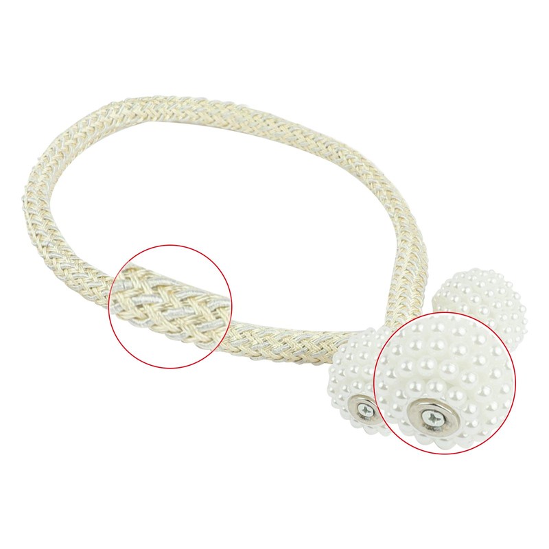 WOVTE Curtain Tiebacks, 6PCS Pearl Ball Magnetic Curtain Tiebacks Pretty