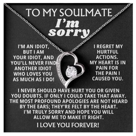 Momavo Jewelry To My Soulmate, I’m Sorry, To My Soulmate, Gift For Women ,Gift For Soulmate, Gift For Wife, Women Gift, Apologize, wife gifts, best wife gift ever (Luxury Box w/ LED LIGHT, 14k White Gold Finish)