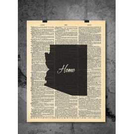 Arizona State Vintage Map Vintage Dictionary Print 8x10 inch Home Vintage Art Abstract Prints Wall Art for Home Decor Wall Decorations For Living Room Bedroom Office Ready-to-Frame Home