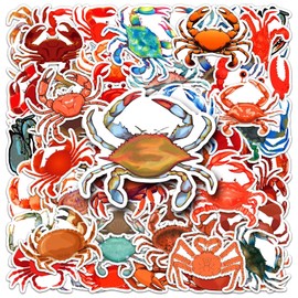 Crab Stickers 50 Pcs Vinyl Cute Ocean Animal Sticker for Water Bottles Skateboard Laptop Scrapbook Bumper Notebook Car Computer Phone,Waterproof Funny Cartoon Sticker for Teens Kids Adult