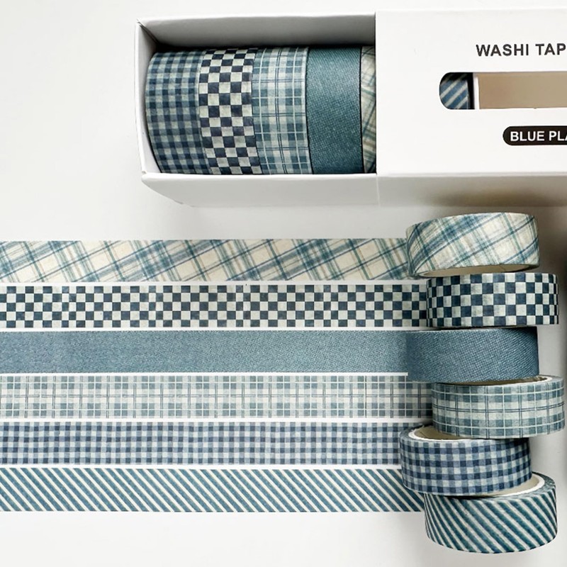 YUBBAEX 6 Rolls Checkered Masking Tape Set Grid Stripe Dots