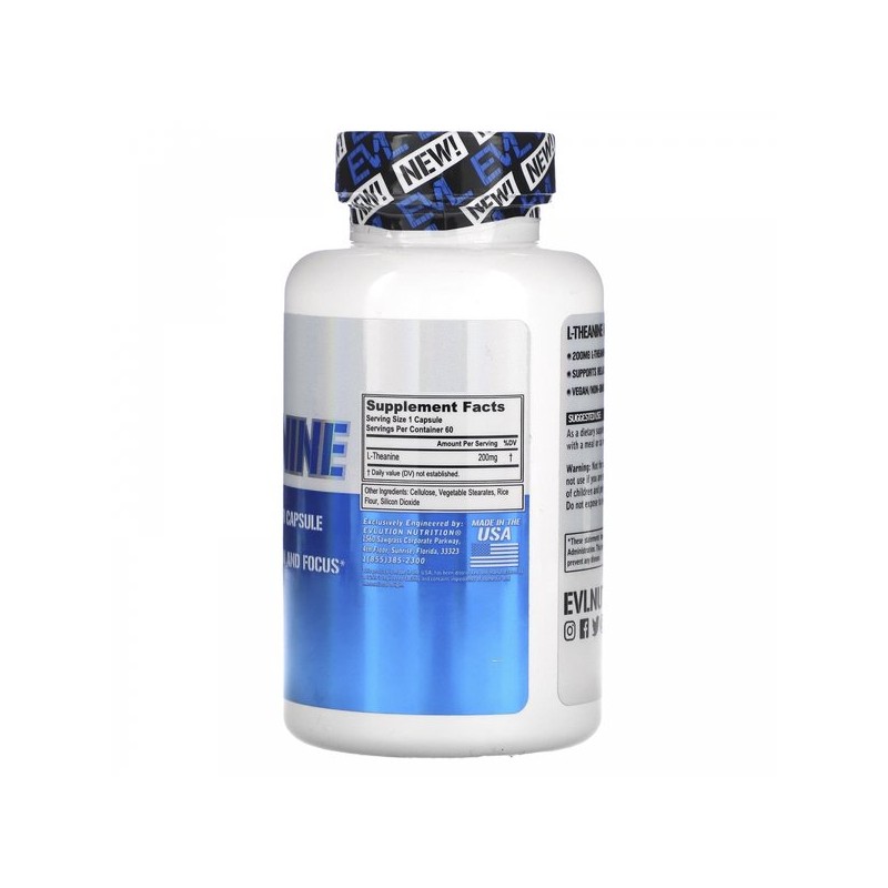 EVLution Nutrition L-테아닌 200mg 60베지 캡슐 EVLution Nutrition L-Theanine 200mg