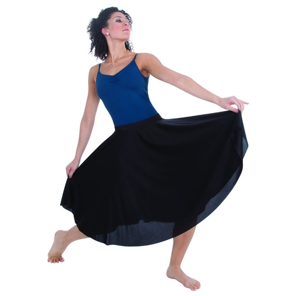 Body Wrappers Character Dance Below-The-Knee Circle Skirt, Black, Medium